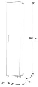 Scarpiera in legno nobilitato 1 anta ripiani interni H 189 cm Olmo