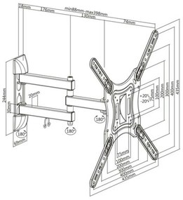 Supporto TV con Braccio TooQ LP6055TN-B 23"-55" 23" 30 Kg