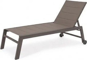 Lettino Prendisole In Alluminio E Textilene Imbottito Con Ruote Summer Taupe