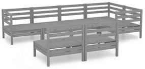 Set salotto da giardino 7 pz in legno massello di pino grigio