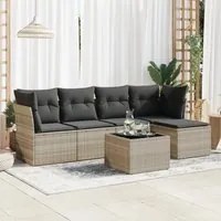 Set Divano da Giardino 6pz con Cuscini Grigio Chiaro Polyrattan 3325278