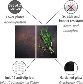 Set di copri fornelli in vetro temperato 2 pz 30x52 cm Rosemary – Allstar