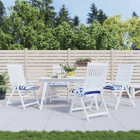 Cuscini Per Sedia 4pz Bianco E Blu 50x50x7 Cm Tessuto Oxford /