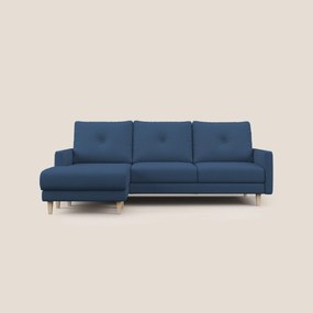 Matisse Divano angolare con sedute scorrevoli in tessuto morbido smacchiabile T17 blu