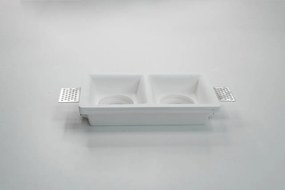 Portafaretto Rettangolare 190x100mm in Gesso Pitturabile 2xGU10 e MR16
