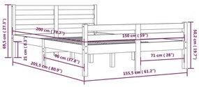 Giroletto Grigio in Legno Massello 150x200 cm King Size