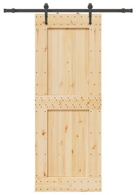 Porta Scorrevole Con Set Hardware 85x210 Cm Legno Massello Pino /