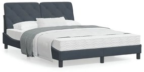 Giroletto Senza Materasso Grigio Scuro 140x200 Cm Velluto /