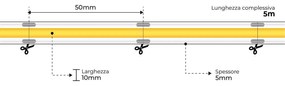 Striscia LED COB 10W/m 24VDC IP67 5m Luce Continua Colore Bianco Caldo 2.700K