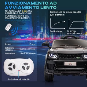 Macchina Elettrica per Bambini con Telecomando Luci LED e Clacson Nero...