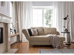 Chaise longue grigio tortora (con penisola a sinistra) con rivestimento in velluto a coste Chic Charlotte – Miuform