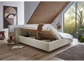 Letto matrimoniale imbottito beige con contenitore con rete inclusa 180x200 cm Cube – Meise Möbel