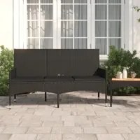 Panca da Giardino a 3 Posti con Cuscini in Polyrattan Nero 319494