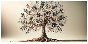 Quadro su tela – Albero della vita con foglie e spirali