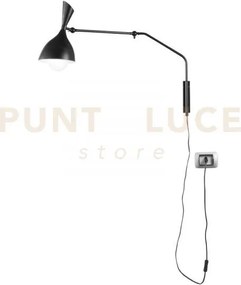 Applique a parete morgan nera 1 luce attacco e27 74,5x18x53cm orien...
