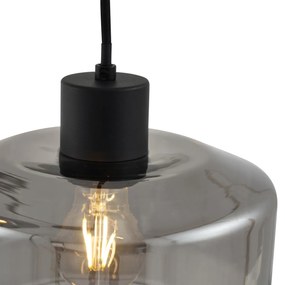 Lampada a sospensione moderna nera con vetro fumé a 3 luci - Sheena