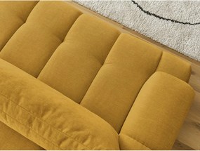 Divano color senape allungabile e con contenitore rivestito in ciniglia 251 cm Fuji – Bobochic Paris