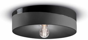 Plafoniera Grande Vintage Decò Pi Ceramica Nero Carbone 1 Luce E27