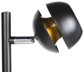 Lampada da terra moderna a 3 luci nera con interno dorato - Buell Deluxe
