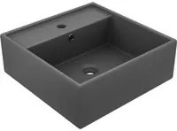 Lavabo Troppopieno Quadrato Grigio Scuro Opaco 41x41cm Ceramica cod mxl 46311