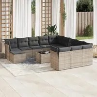 Set Divani da Giardino 13 pz con Cuscini Grigio in Polyrattan 3218640