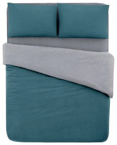 Biancheria da letto singola in cotone/allungata con lenzuolo color petrolio/grigio 160x220 cm - Mila Home