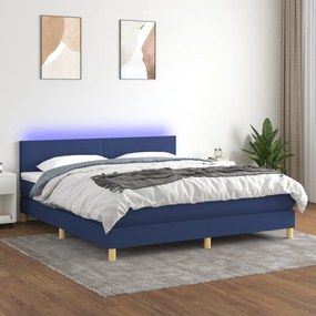 Letto A Molle Con Materasso E Led Blu 160x200 Cm İn Tessuto /