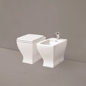 Coppia Di Sanitari a Terra The ArtCeram "Jazz" Bianco Lucido