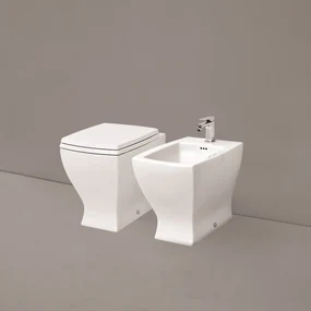 Coppia Di Sanitari a Terra The ArtCeram "Jazz" Bianco Lucido
