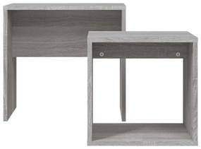 Tavolini salotto impilabili 2pz grigio sonoma legno multistrato