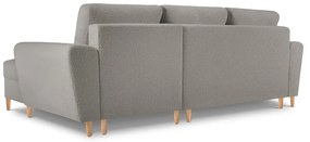 Divano angolare grigio chiaro allungabile e con contenitore (con penisola a destra/con chaise lounge) con rivestimento in bouclé Kyoto – Cosmopolitan Design