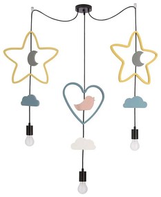 Lampadario sospeso per bambini TRIO 3xE27/20W/230V giallo/blu/grigio