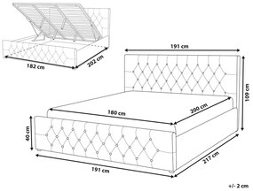 Letto contenitore velluto grigio 180x200 cm AMIENS Beliani