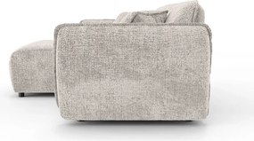 Divano angolare beige (con penisola a sinistra/con chaise lounge) con rivestimento in ciniglia Nelia – Ropez