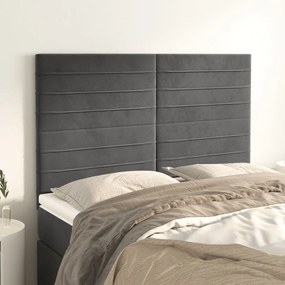 Testiere 4 Pz Grigio Scuro 72x5x78/88 Cm İn Velluto /