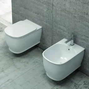 Kamalu - Wc sospeso senza brida e sedile soft-close modello Genta-100S