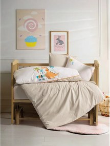 Set copripiumino e federa da bambini beige in cotone per culla con lenzuolo incluso/4 pezzi 100x150 cm Kiddo – Mijolnir