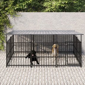 Gabbia Per Cani Da Esterno Con Tetto İn Acciaio 3,75 M² /