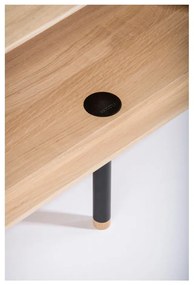 Tavolo TV in legno di quercia di colore nero-naturale 200x48 cm Fina - Gazzda