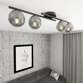 Plafoniera Moderna Nettuno Acciaio Nero 4 Luci E14 Ip20