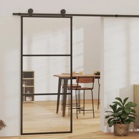 Porta Scorrevole İn Vetro Esg E Alluminio 90x205 Cm Nera /