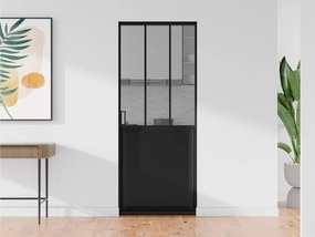 Porta scorrevole atelier con sistema a incasso H205 x L73 cm Nero e Vetro temperato  - ARTISTO II