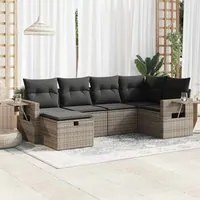 Set Divano da Giardino 6 pz con Cuscini Grigio in Polyrattan 3325486