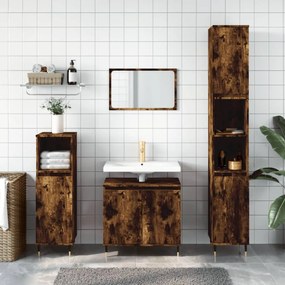 Set Mobili Da Bagno 3 Pz Rovere Fumo İn Legno Multistrato /