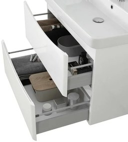 Mobile bagno sospeso 80 cm bianco lucido con specchio reversibile Zen