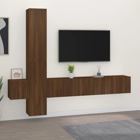 Set di mobili porta tv 5 pz rovere marrone in legno multistrato