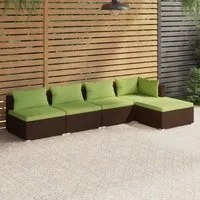 Set Divani da Giardino 5 pz con Cuscini in Polyrattan Marrone 3101628