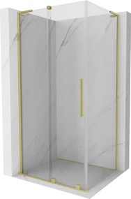 Mexen Velar L cabina doccia scorrevole 110 x 90 cm, trasparente, oro spazzolato - 871-110-090-03-55