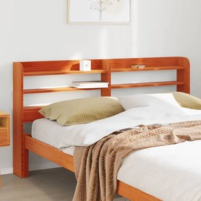 Testiera Con Ripiani Marrone Cera 120 Cm Legno Massello Di Pino /