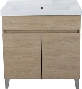 Mobile lavanderia Dolomite 2 ante in truciolare rovere dolomite L 80 x P 47 x H 81 cm, completo di sifone.